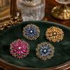 Vintage Flower Brooch Hollow Rhinestone Brooch, Floral Lapel Pin for Fashion Jewelry Women, Bling Badge Clothing Accessories Secure