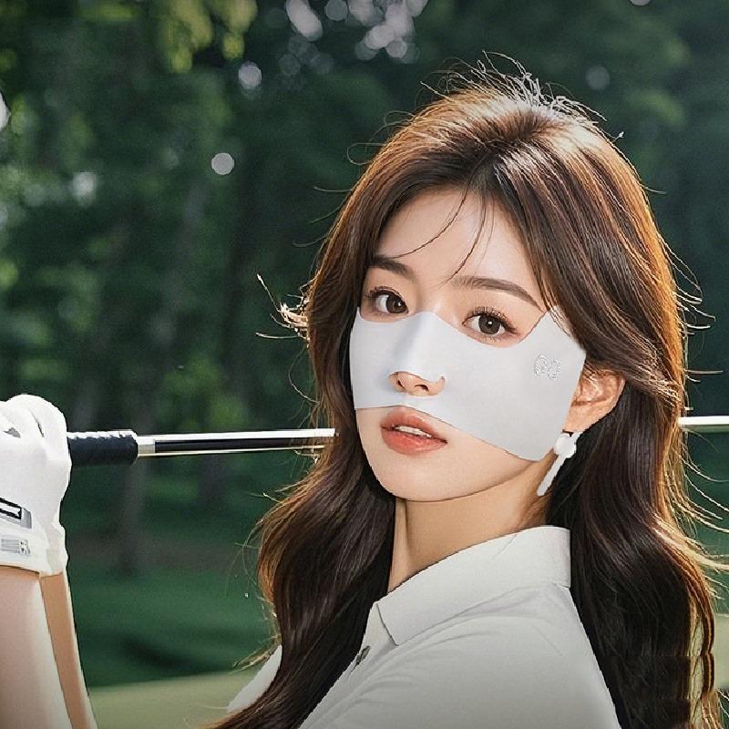 High Quality Summer Ice Silk Sunscreen Mask Women Outdoor UV Shade Breathable Golf Mask Half Breathable Hanging Ear Outdoor