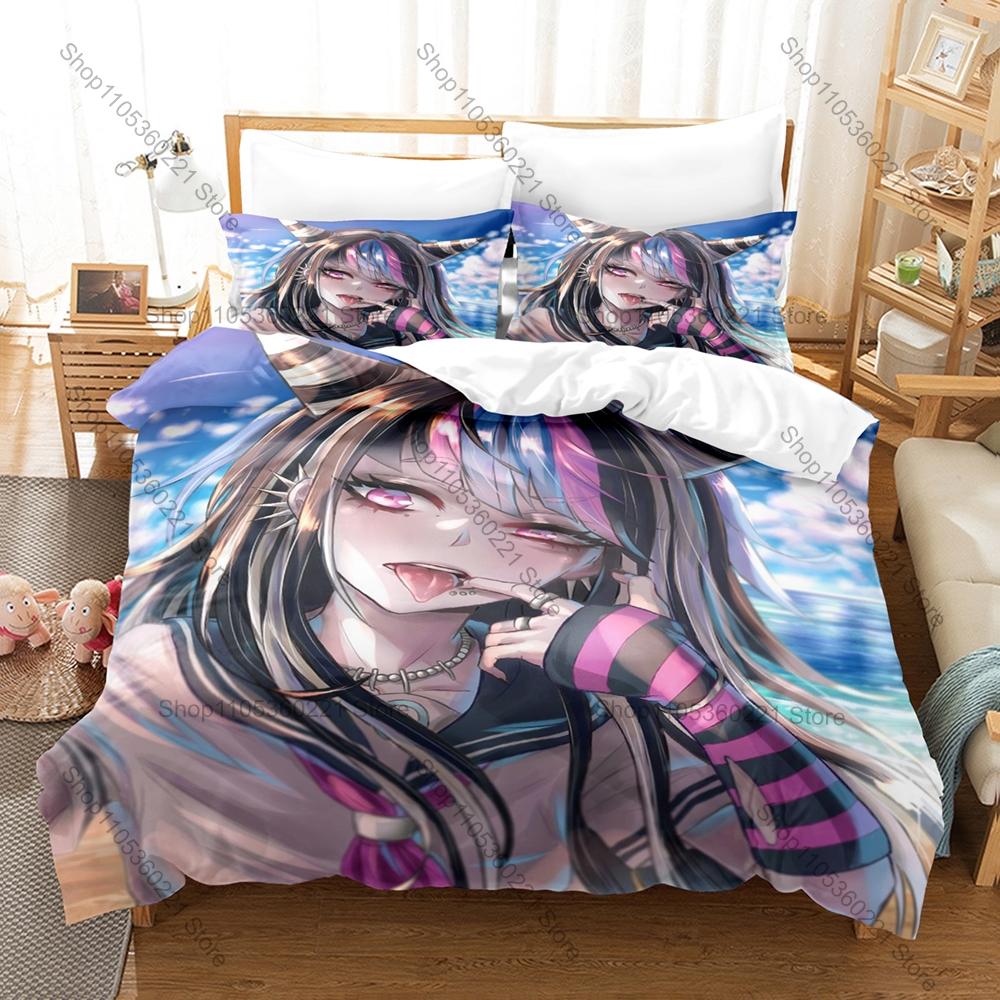 Danganronpa 2 Ibuki Mioda Bedding Set, Duvet Cover & 2 Pillowcases, Punk Rock Character Pattern Breathable All Season