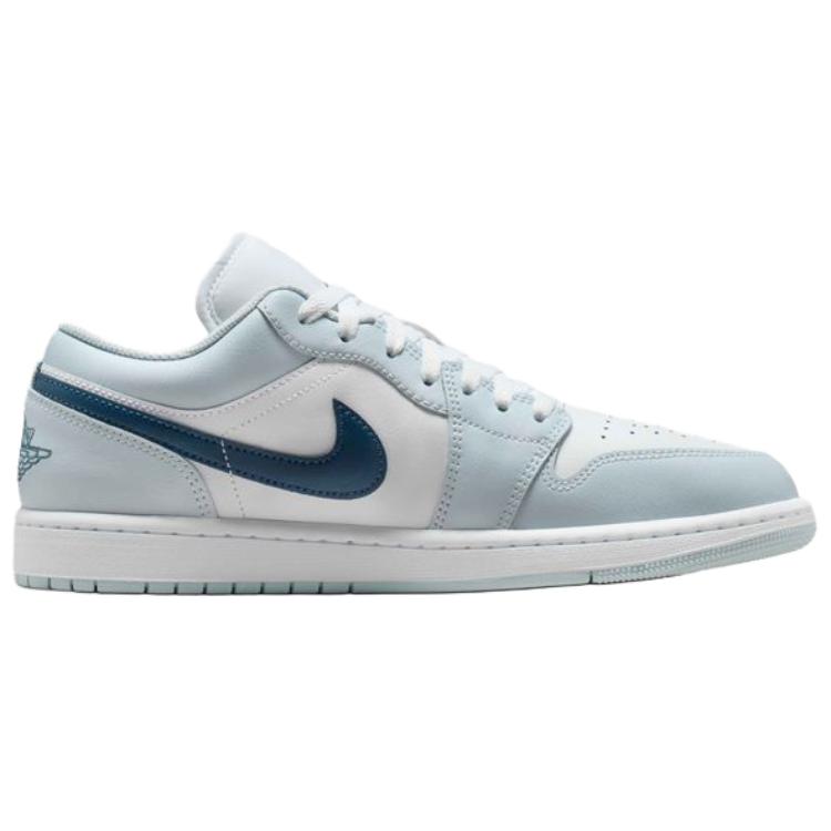 Jordan Air  1 Comfortable Classic Shock Absorption Low Top Retro Basketball Shoes Men Sneaker Light-Blue White 553558-400