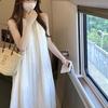Pure Color Sleeveless Off-Shoulder Halter Maxi Dress - Summer Fairy Casual Bell-Shaped Style