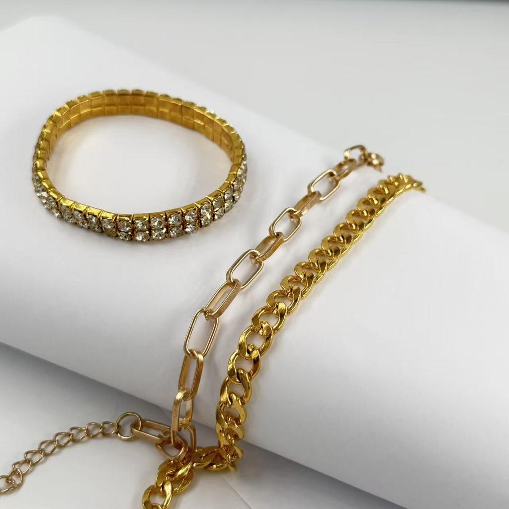Set di 3 Braccialetti alla Moda Stile Boemo Braccialetto con Zirconi Braccialetto Placcato Oro di Pregio Regalo per Feste Gioielli Regalo di Compleanno