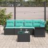 Garden Sofa Set with Storage 6 pcs Black Poly Rattan