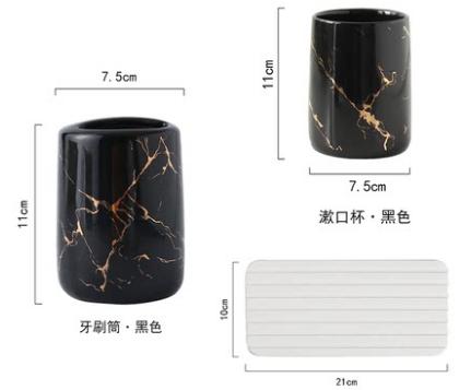 Toothpaste Toothbrush Holder Marbling Ceramics Bathroom Toothbrush Cup Multifunction Toothbrush Barrel Bathroom Supplies Rack