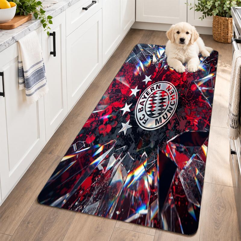 Flannel Kitchen Mat Bayern Munich Soft Area Rug Non Slip Floor Carpet Home Decoration