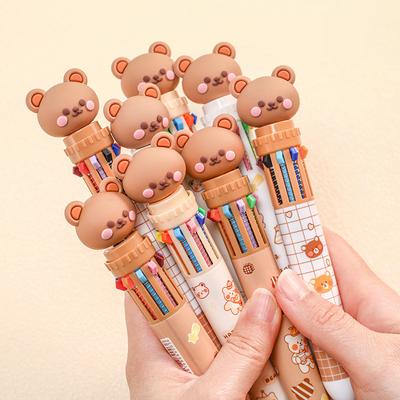 Cartoon Bär 10-in-1 Mehrfarbiger Kugelschreiber 0,5 mm Druckknopf Student Schreiben Planer Schreibwaren