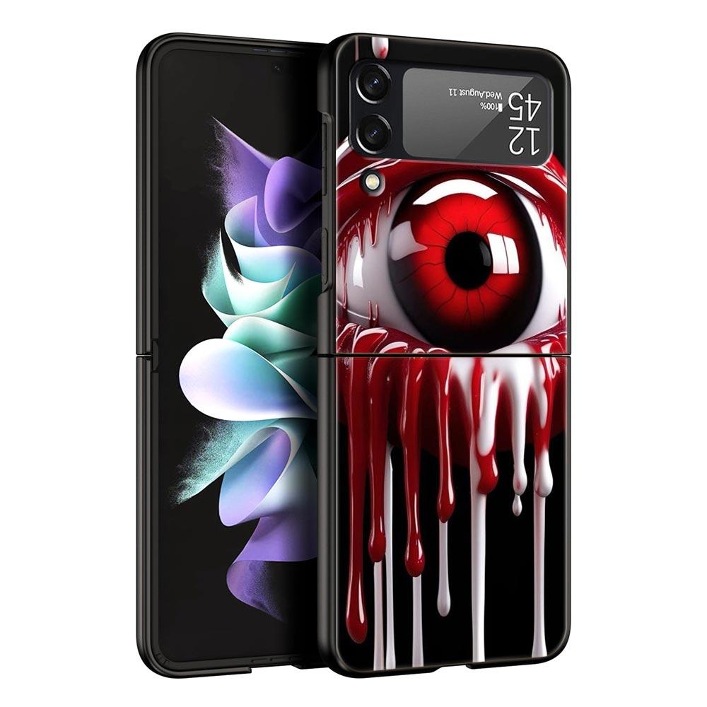 Spooky Scary Red Eye Hard PC Phone Case For Samsung Galaxy Z Flip 7 6 5 4 Black Cover For Galaxy Z Flip 3 Foldable Shell Fundas