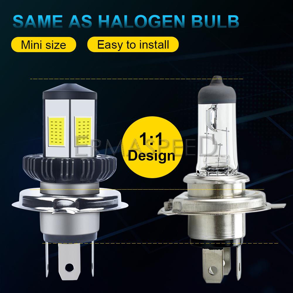 H4 LED Motorcycle Headlight Bulb 6000K White Hi/Lo Beam Motorbike Electric Bike Scooter Headlight Lamp Motorcycle