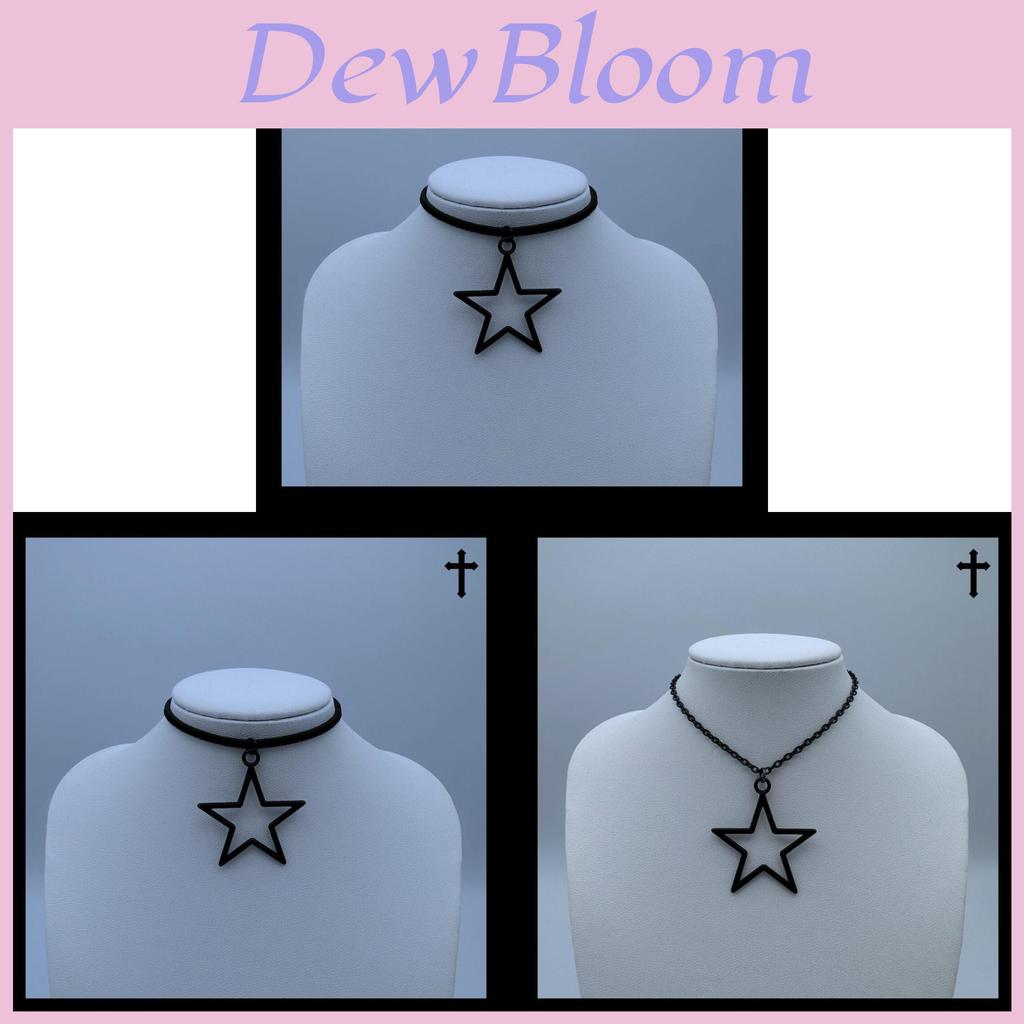 Gothic Minimalist Hollow Star Pendant Necklace With Cross Chain For Men And Women