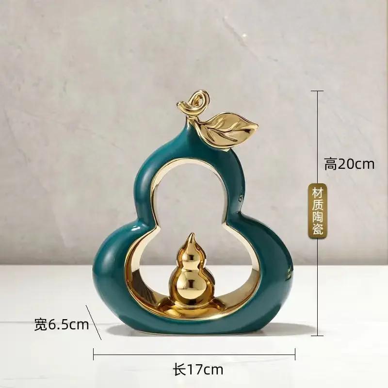 1PcCreative Light Luxury Chinese Style Gourd Shaped Ceramic Home Living Room Art Dining Table TV Cabinet Decoration Gift Zhaocai