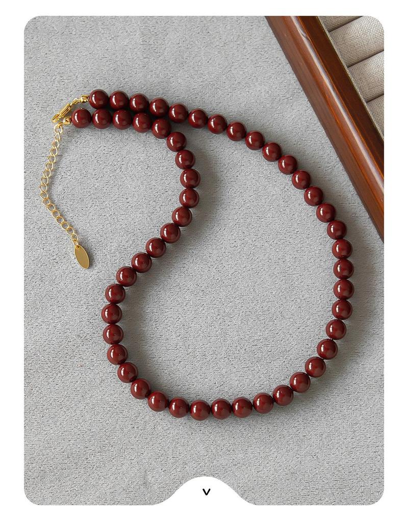 Festive Red Pearl Clavicle Necklace - Winter Encore Collection