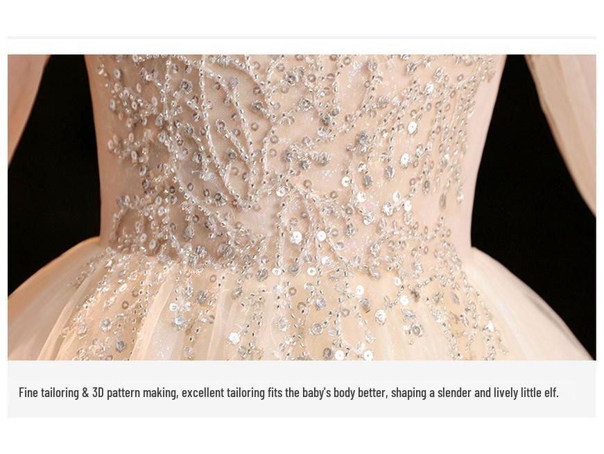 Children’s Puffy Tulle Flower Girl Princess Dress for Evening & Piano Performance