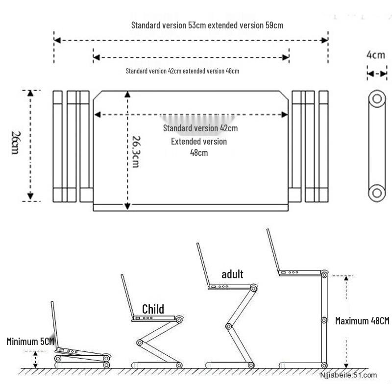 Składany stojak na laptopa z tacą chłodzącą do łóżka i biurka - Wsparcie kręgosłupa szyjnego