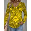 All-over Printed Women's Fashionable V-neck Crystal Star Long-sleeved Blouse