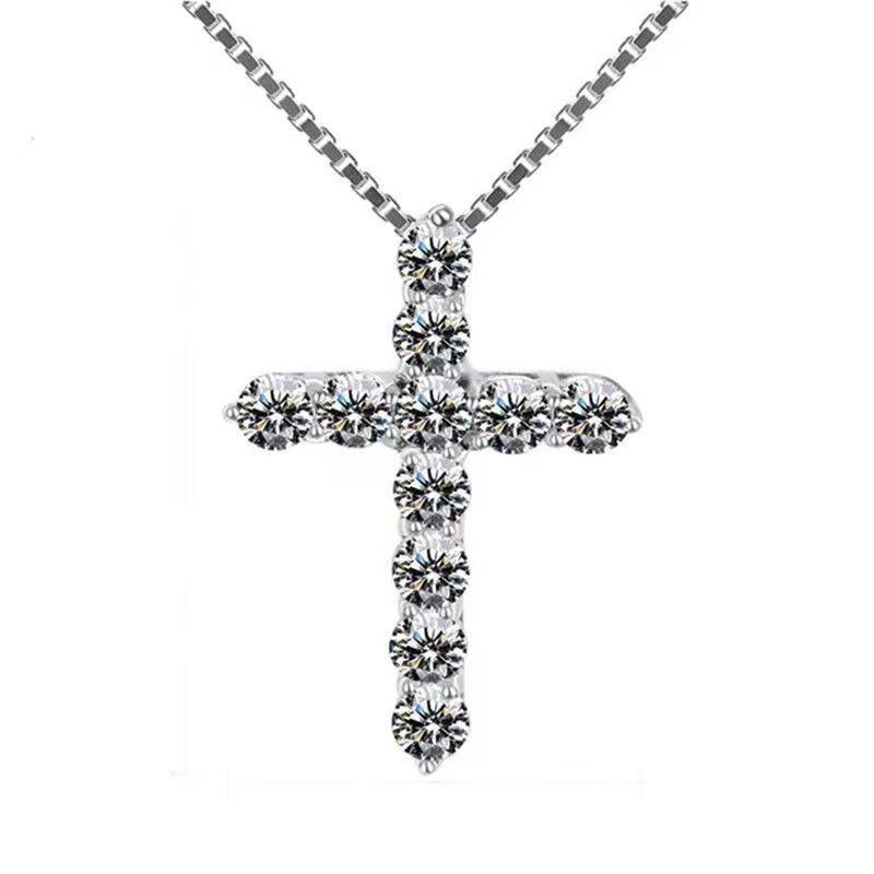 Unisex Cross Necklace with Full Diamond Pendant - Elegant and Versatile Clavicle Chain