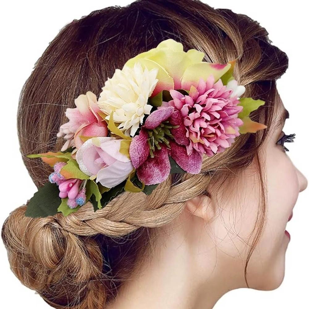 Simulation Floral Flower Hair Comb Vintage Bridesmaid Headwear Bridal Hair Accessories Beach