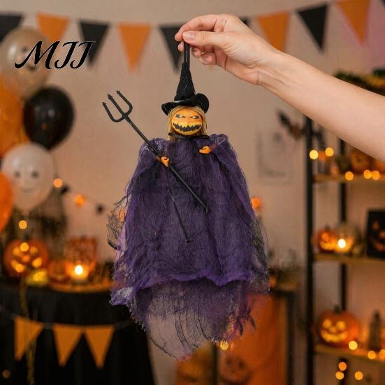Vintage Style Holiday Accents Halloween Hanging Ghost Decoration, Spooky Scary Gauze Outdoor Porch Eaves Decor for Haunted House, Indoor Party Themed