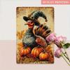 Metal Wall Art Vintage Turkey Pumpkin Tin Sign for Kitchen