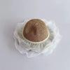 Sweet bow embroidered straw hat women's seaside vacation fisherman's hat children's summer hollow breathable straw visor