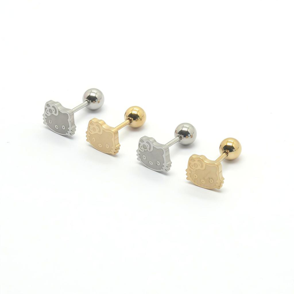 Stylish Korean KT Cat Stainless Steel Ear Stud