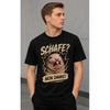 Men's Black Short Sleeve Crew Neck T-shirt with Funny Walrus Graphic and German Text, Soft Cotton Feel, Casual Streetwear Style for Everyday Wear