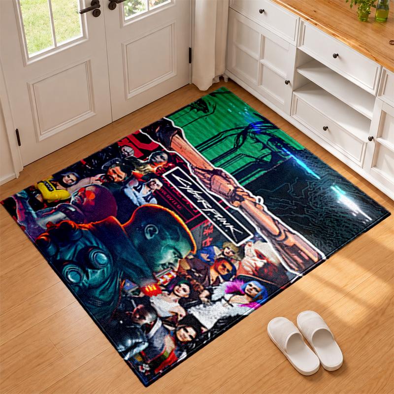 Cyberpunk 2077 Carpet Door Mat for Living Room or Bedroom Protective Mat Under Chair Office Decoration Christmas Gift Birthday Present