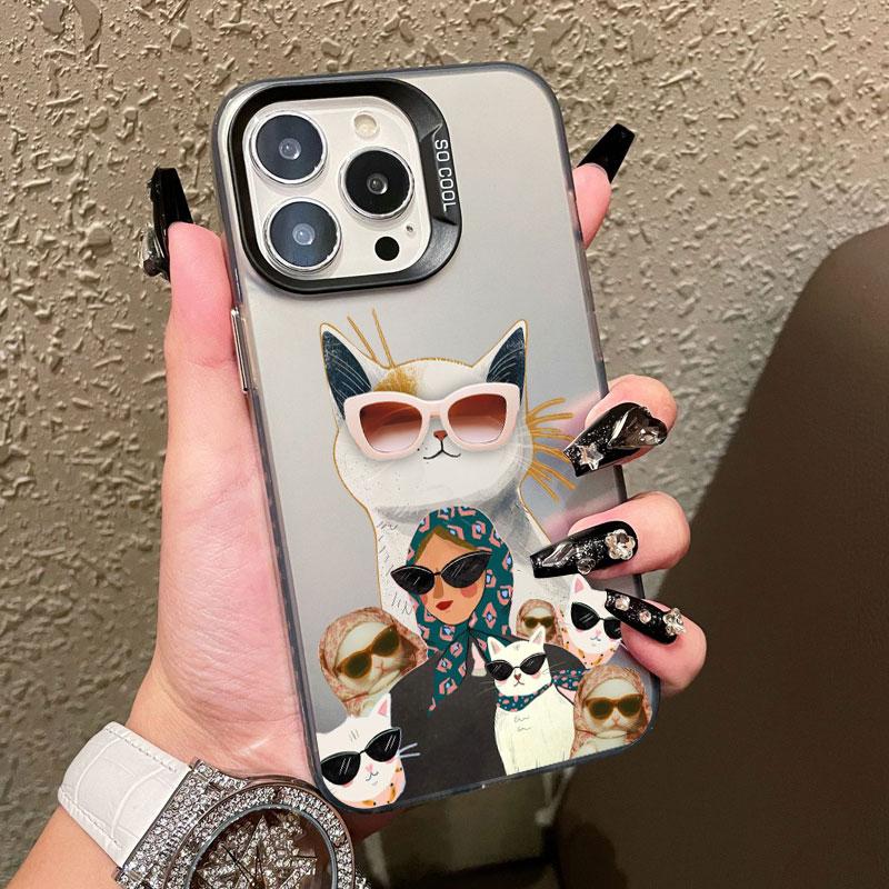 White Cat And Fashion Women Pattern Phone Case For Samsung S24 S23 Ultra Plus FE S25 S22 Ultra Plus S21 FE Laser Shockproof Case
