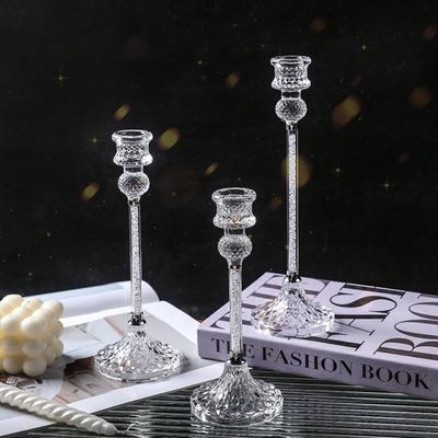 European Transparent Crystal Diamond Candle Holder Romantic Candlelight Dinner Candlestick Weddings Table Home Room Decor