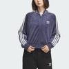 Adidas Originals Classic Retro Trefoil Velvet Hoodie Jacket Women Tops Navy IX4224