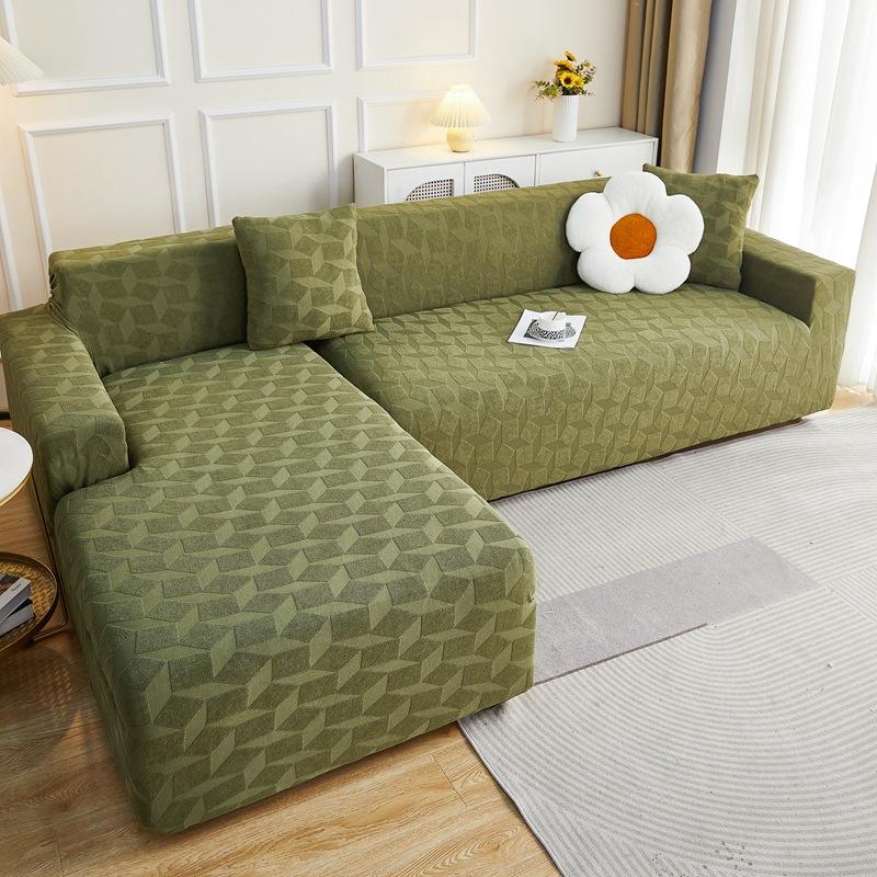 High-end Elastic Solid Color Thick Needle Thickened Jacquard Sofa Cover Embossed Dust Cover All-inclusive Sofa Cover