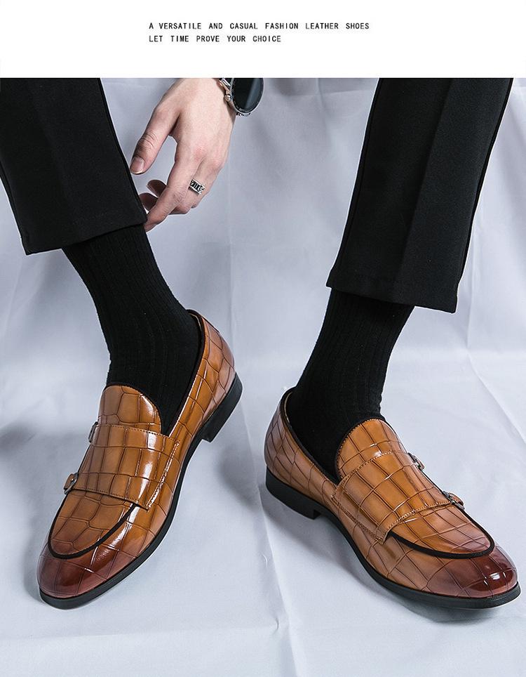 Men's Plus Size Leather Monk Loafers: Double-Stitched, Casual, Sizes 38-48, Perfect for Weddings