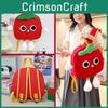 Tomato Canvas Cartoon Plush Backpack With Fun Cartoon Pattern For Students