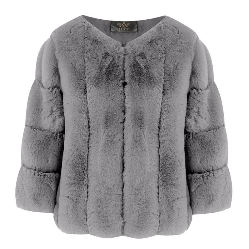 Autumn and winter popular imitation fur short round neck jacket women's fashion new top women's light Europe and America
