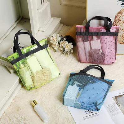 Bolsa de Malla para Viaje, Almacenamiento, Ducha, Playa, Neceser, Bolso de Mano, Bolsa de Malla Portátil para Exteriores, Neceser, Organizador de Cosméticos, Neceser