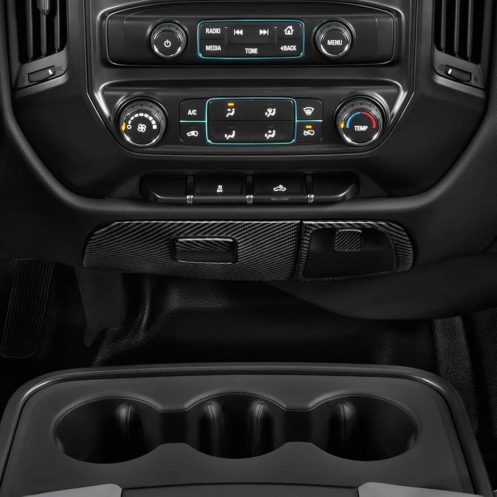 Car Carbon Fiber Decal Center Console Lower Panel Sticker Cover Interior Trim Decal For Chevrolet Silverado/GMC Sierra 1500 2500HD 3500HD 2014-2018