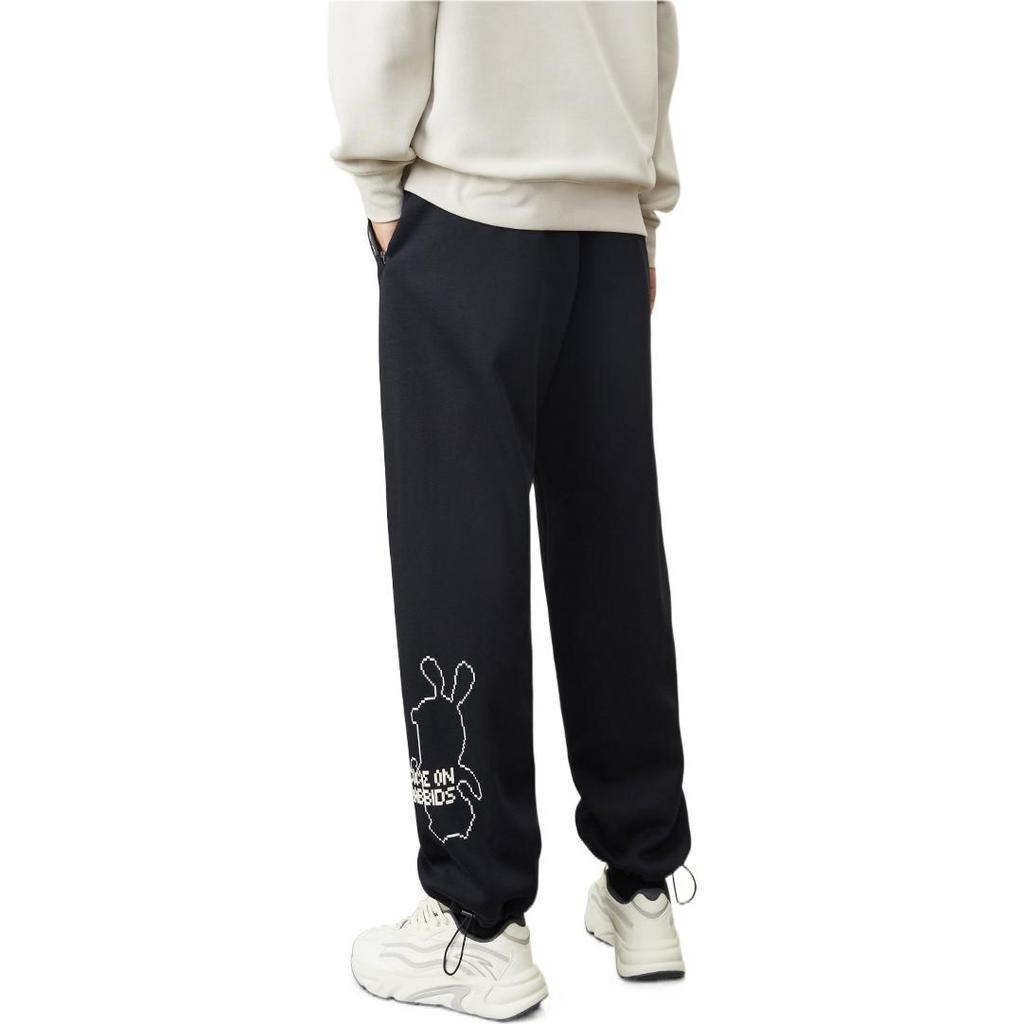 Anta Logo Print Pattern Elastic Drawstring Cuffed Sports Pants Men Pants Black 172248303-6