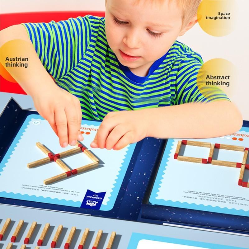 Wooden Magnetic Matchstick Thinking Game Geometric Logic Training Children Toy