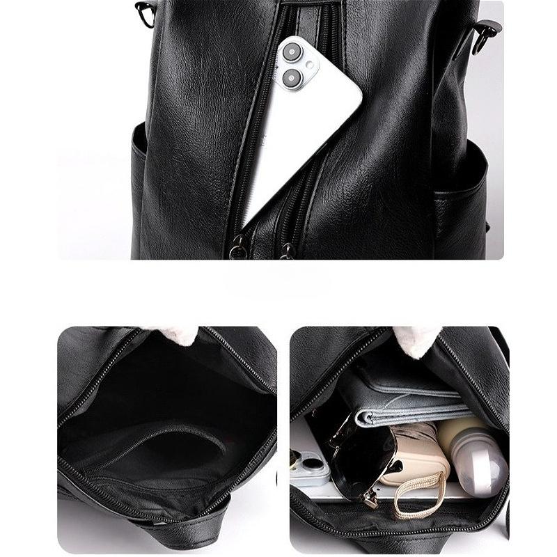 Women’s PU Leather Backpack Purse Convertible Shoulder Bag Fashion Travel Daypack Large Capacity Casual School Backpack with Double Zipper