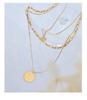Minimalist Style Gold Titanium Three-Layer Stackable Pendant Necklace