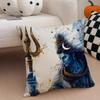 SShiva Trident Cushion Cover Throw Pillow Cover Hidden Button Durable Polyester Chair Cushion