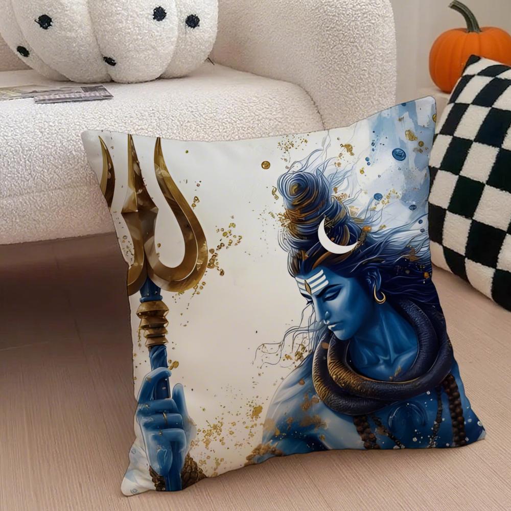 SShiva Trident Cushion Cover Throw Pillow Cover Hidden Button Durable Polyester Chair Cushion
