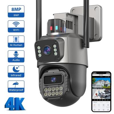 Çift Ekranlı Renkli Gece Görüşlü Dış Mekan 4MP Güvenlik IP Kamerası CCTV Gözetim Kamerası ICSEE Uygulaması