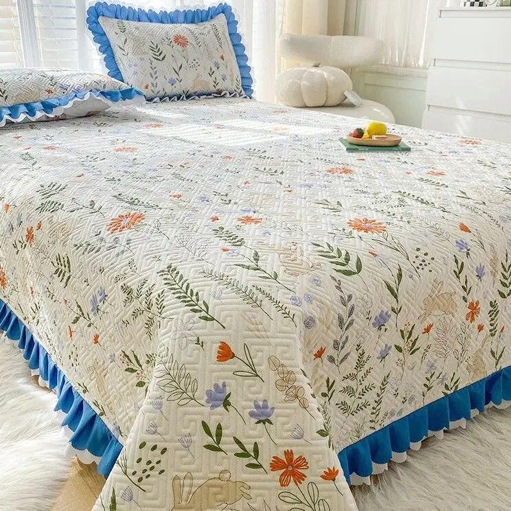 Bomulls Sengedekke Tre Sett Sklisikker Laminert Bomull Fortykket 100% Bomull Laken Helårs Allsidig Sengedekke Teppe