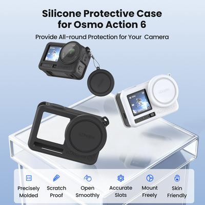 Silicone Protective Case For DJI Osmo Action 6 All-round Anti-scratch Cover Lens Cap For DJI Osmo Action 6 Camera Accessories