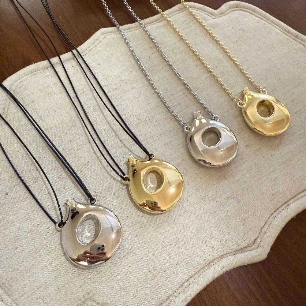 Leather Rope Long Sweater Chain Korean-Style Chain Necklaces Vintage Vase Pendant Necklace