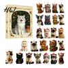 Holiday Countdown Gift Box 24 Day Cat Advent Calendar with Acrylic Christmas Ornaments, 2D Flat Animal Themed Ornaments Hanging Decorations, Xmas Tree