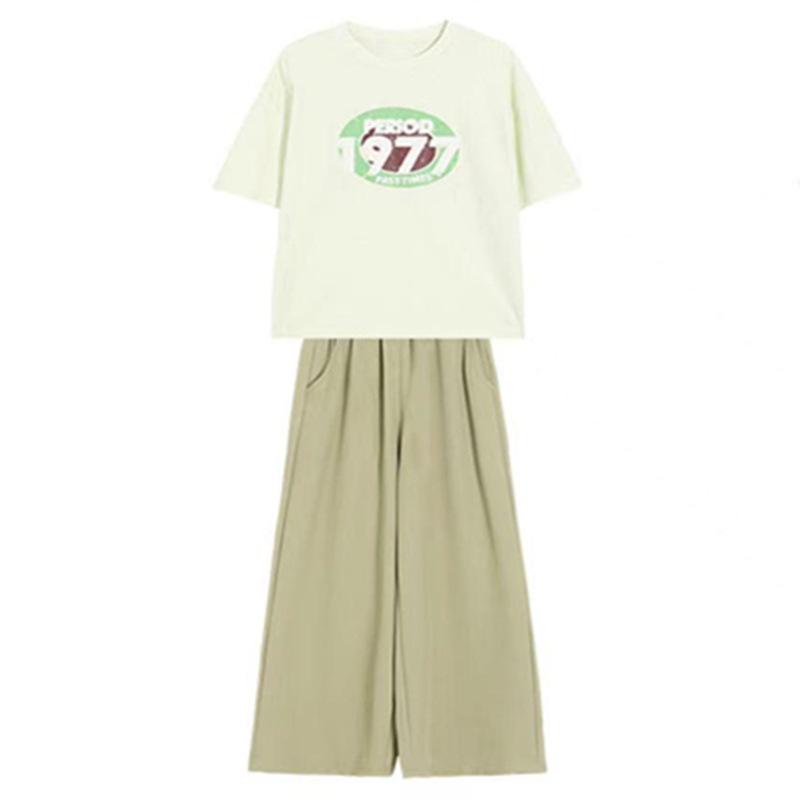 Dziewczęcy Modny Letni Sportowy Zestaw z Krótkim Rękawem