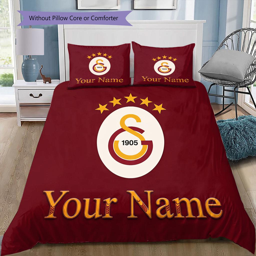 Benutzerdefinierter Name Galatasaray Stolz Bettwäsche, Steppbett-Set Bettbezug Kissenbezug Zuhause Geburtstagsgeschenk (1 Bettbezug + 2 Kissenbezüge, ohne Füllung)