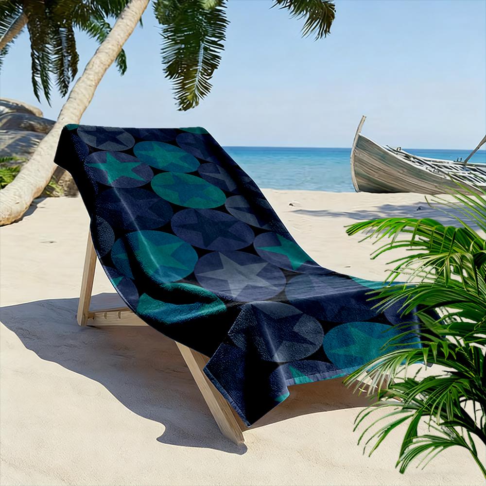 Star Pattern Blue and Green Design Beach towel quick-drying for travel outdoor sports jogging beach and swimming