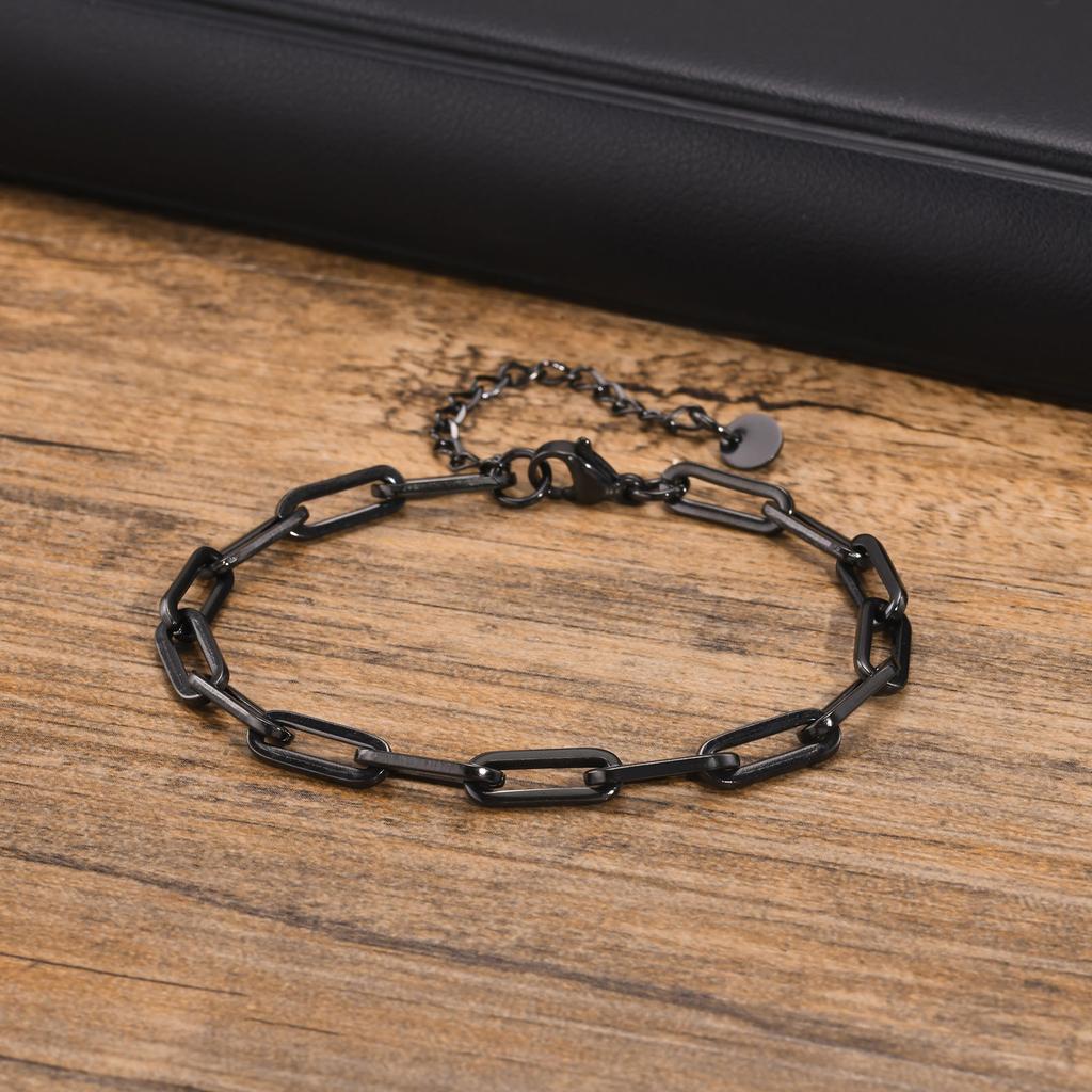 Vnox Enkelt Gemkedja Armband för Män Kvinnor, 5MM Rostfritt Stål Justerbara Länkar Armband Gåvor Smycken